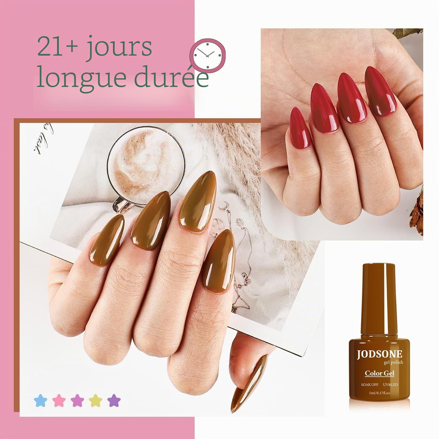 JODSONE Coffret de 32 Vernis Gel - Base & Top Coat Non nécessaire d'essuyer - Effets Mat & Brillant - Choix Professionnel
