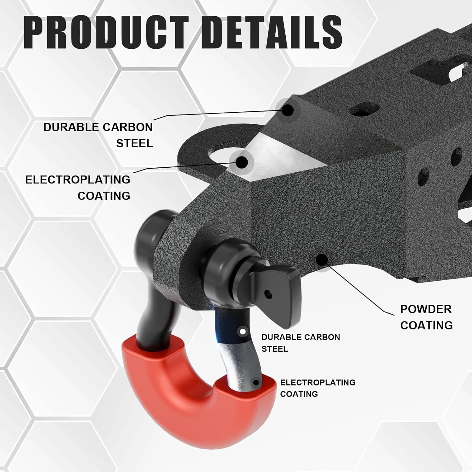 3/4" D-Ring Shackle Tow Hook Bracket: 2 Pack Front Tow Hook Mounting Bracket Fit for 2021 2022 2023 2024 2025 Ford Bronco, with Mounting Hardware Kit for Off-Road Vehicle Recovery