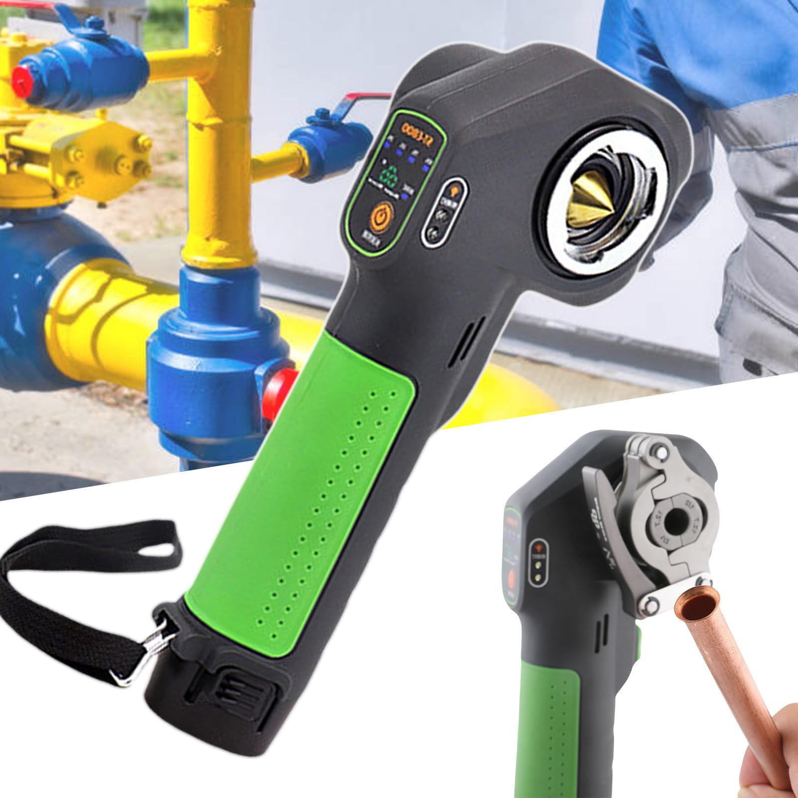 Kit De Herramienta De Abocardado Eléctrica, Herramienta De Abocardado De Tubos De Cobre De 1/4" A 3/4", con Iluminación De Trabajo Y Pantalla De Energía, para Tubos De Cobre Blando
