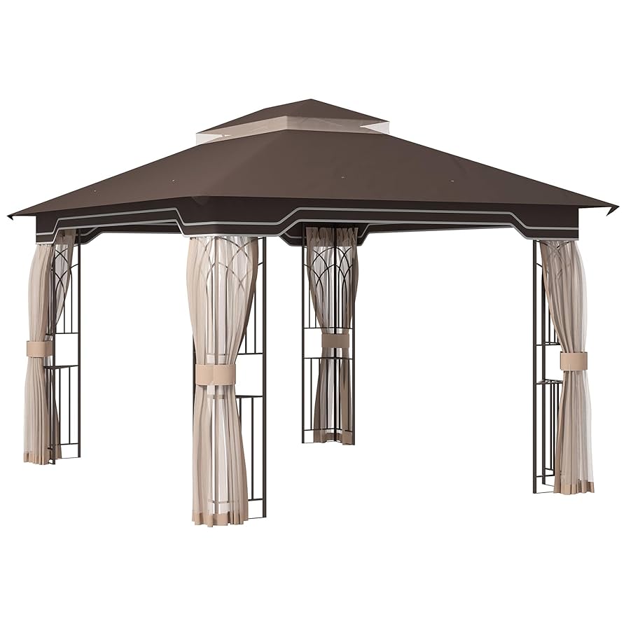 Amazon.com : Outsunny 10' x 12' Patio Gazebo, Double Roof