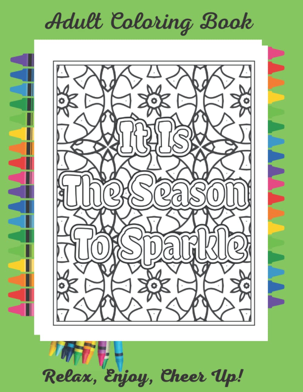 LARGE PRINT Adult Christmas Coloring Book: Mandala and Stained-glass quotes