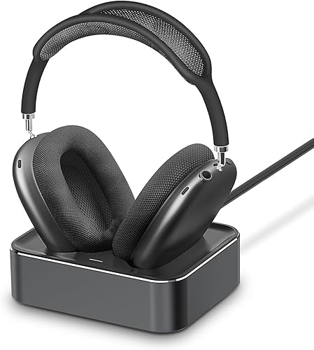 Vista 11 de Estación de carga de auriculares para AirPods Max 2024 y 2020 - Base de carga magnética para auriculares con conectores Lightning dual y Type-C