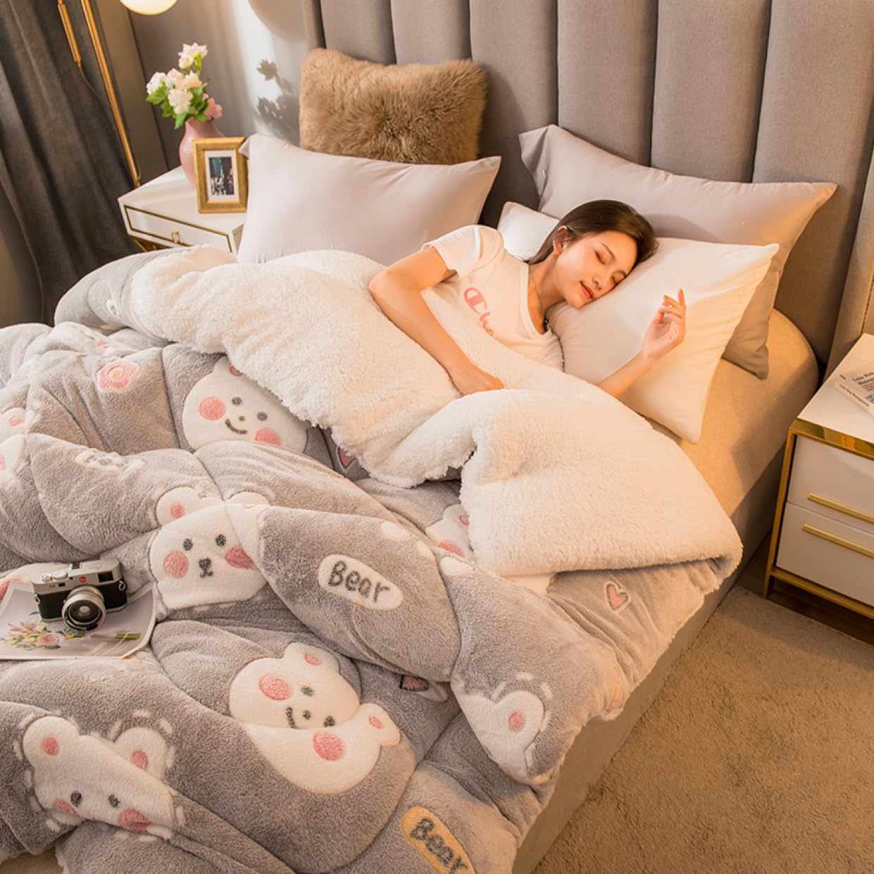 Quilt Blanket Fluffy Soft Flannel Single Double Thick Blanket 150x200cm Skin Cover Autumn/Winter Air Conditioning Protection Stylish (Pattern 9 Single 180x220cm)