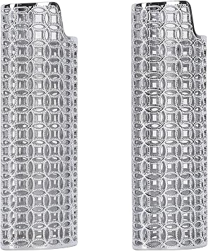 Metal Lighter Cases 2PCS Stylish Protective Sleeve for Parties Travel Zinc Alloy Hollow Design 8cm Silver