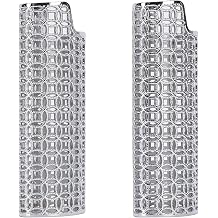 Metal Lighter Cases 2PCS Stylish Protective Sleeve for Parties Travel Zinc Alloy Hollow Design 8cm Silver