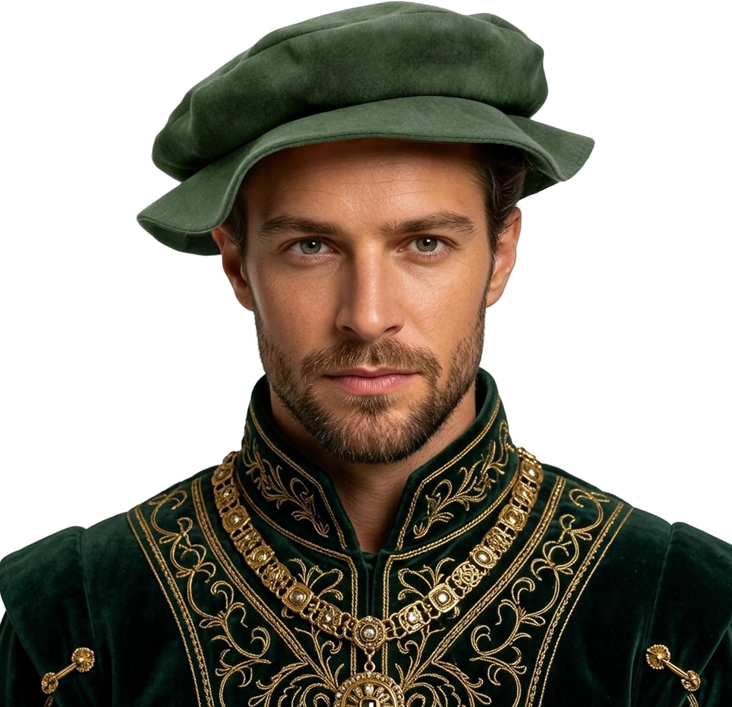 Renaissance Tudor Flat Cap Medieval Faux Suede Beret Hat Vintage Costume Accessory Men Women