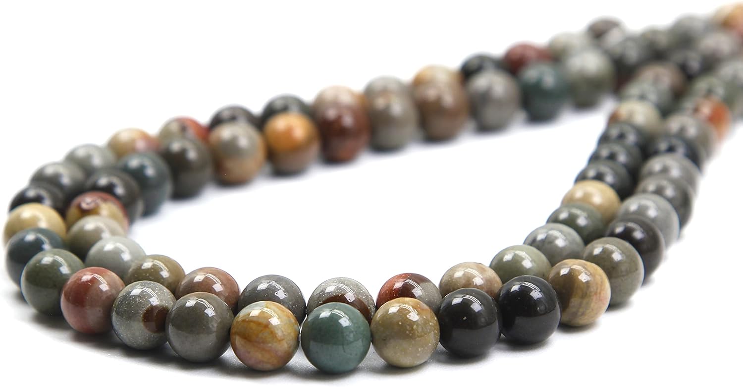Natural Round Loose Beads Jewelry Making DIY Bracelet Necklace Material 1 Strand 15 Inches (10mm, Black Smooth Polished Agate) 10mm Black Smooth Polished Agate
