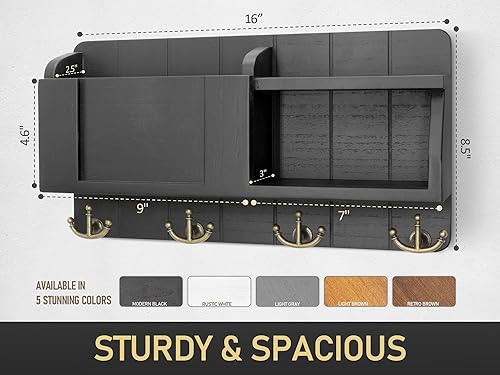 Miniatura 8 de Rebee Vision Juego de llaves para pared 15 pulgadas con 7 ganchos para llaves y organizador de correo de 16 pulgadas con pizarra y 4 ganchos de