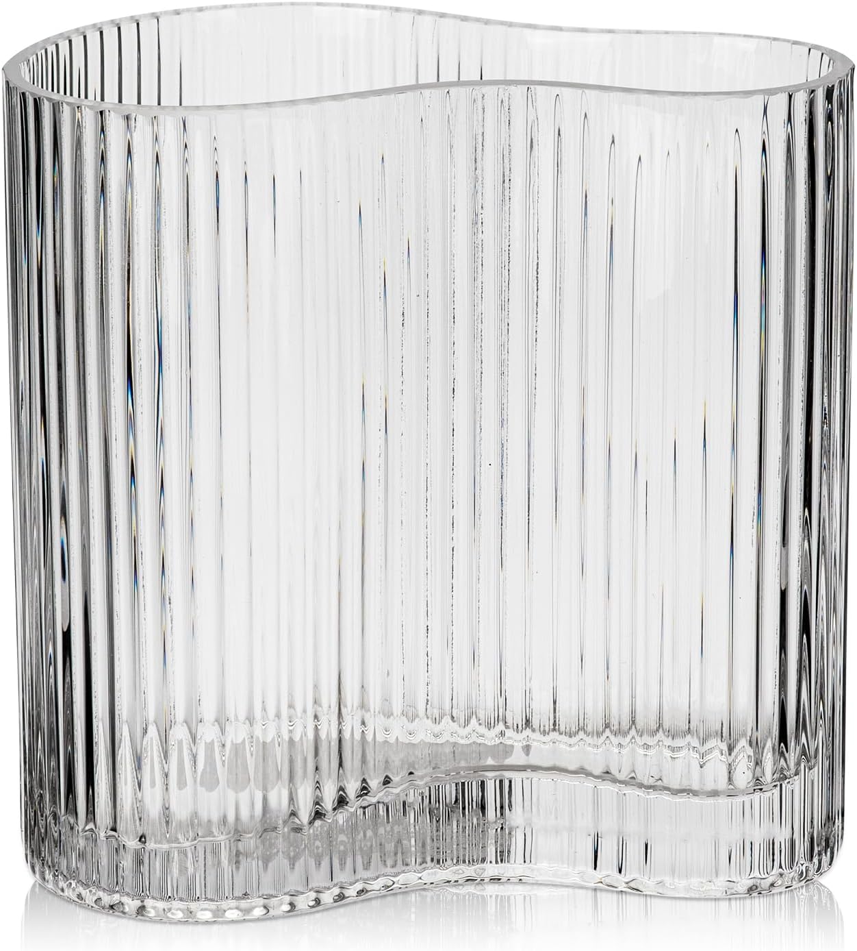 Amazon.com: Oairse Ribbed Glass Vase, Clear, Rectangular, 7.3 ...