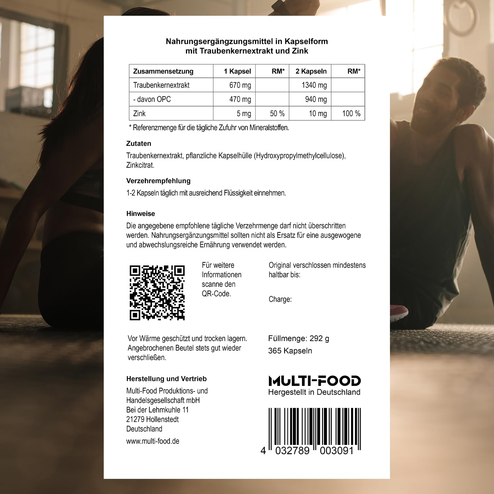 Opc Traubenkernextrakt hochdosiert - 365 hochdosiert Kapseln für ein ganzes Jahr mit 1340 mg Traubenkernextrakt je Tagesdosis und 10 mg Zinkcitrat - vegan - SAM'S