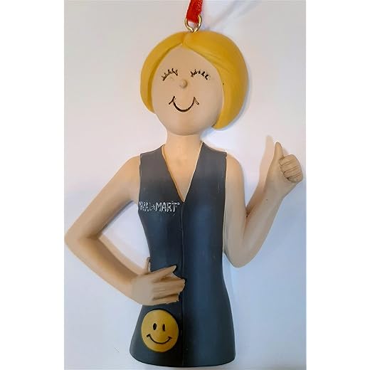Walmart Worker Ornament Blonde Associate Team Member Gift New Job Christmas Tree Holiday