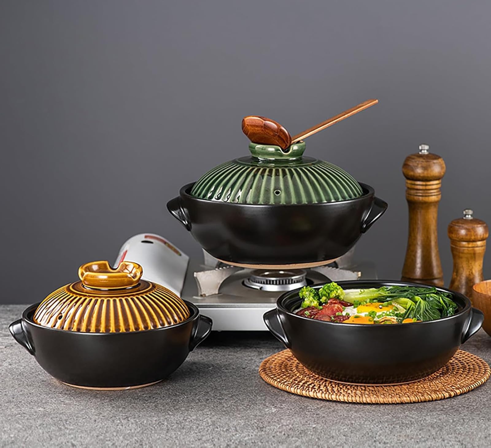 Dutch Pot aus Keramik, hitzebeständig, antihaftbeschichtet, ideal für Suppe, Reis, Aufläufe und Nudeln, 2800 ml Fassungsvermögen