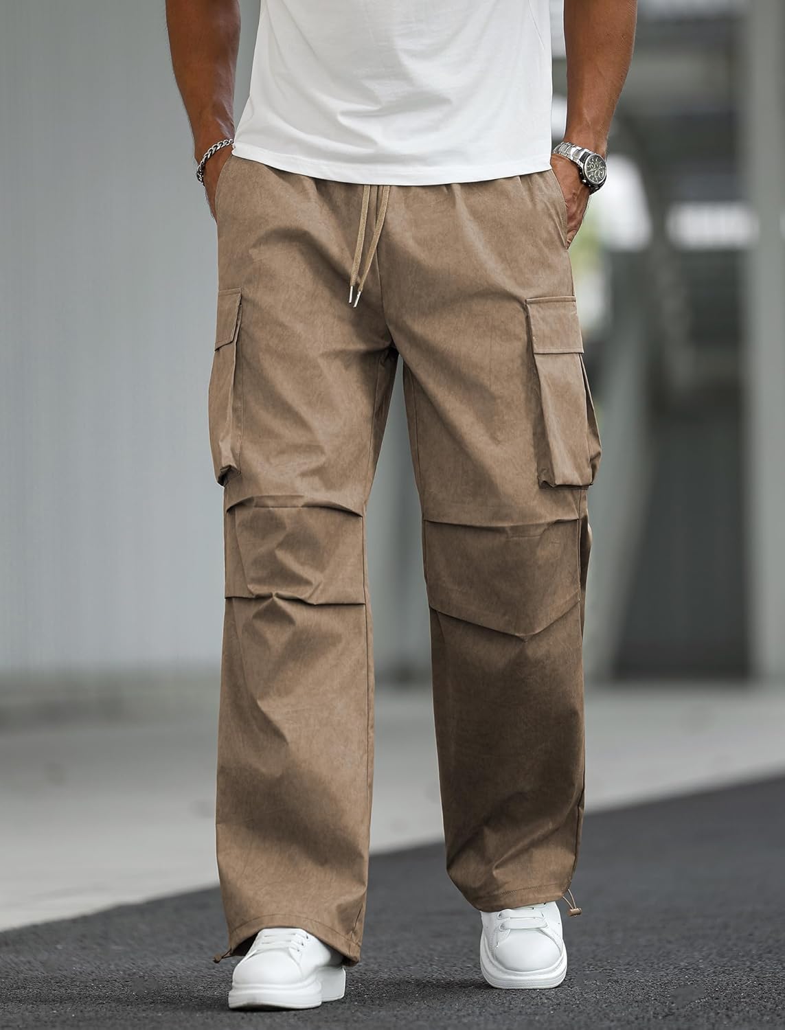 ZAFUL Men's Parachute Sweatpants Y2k Baggy Track Pants Drawstring Wide Leg Casual Trousers Streetwear - Image 3