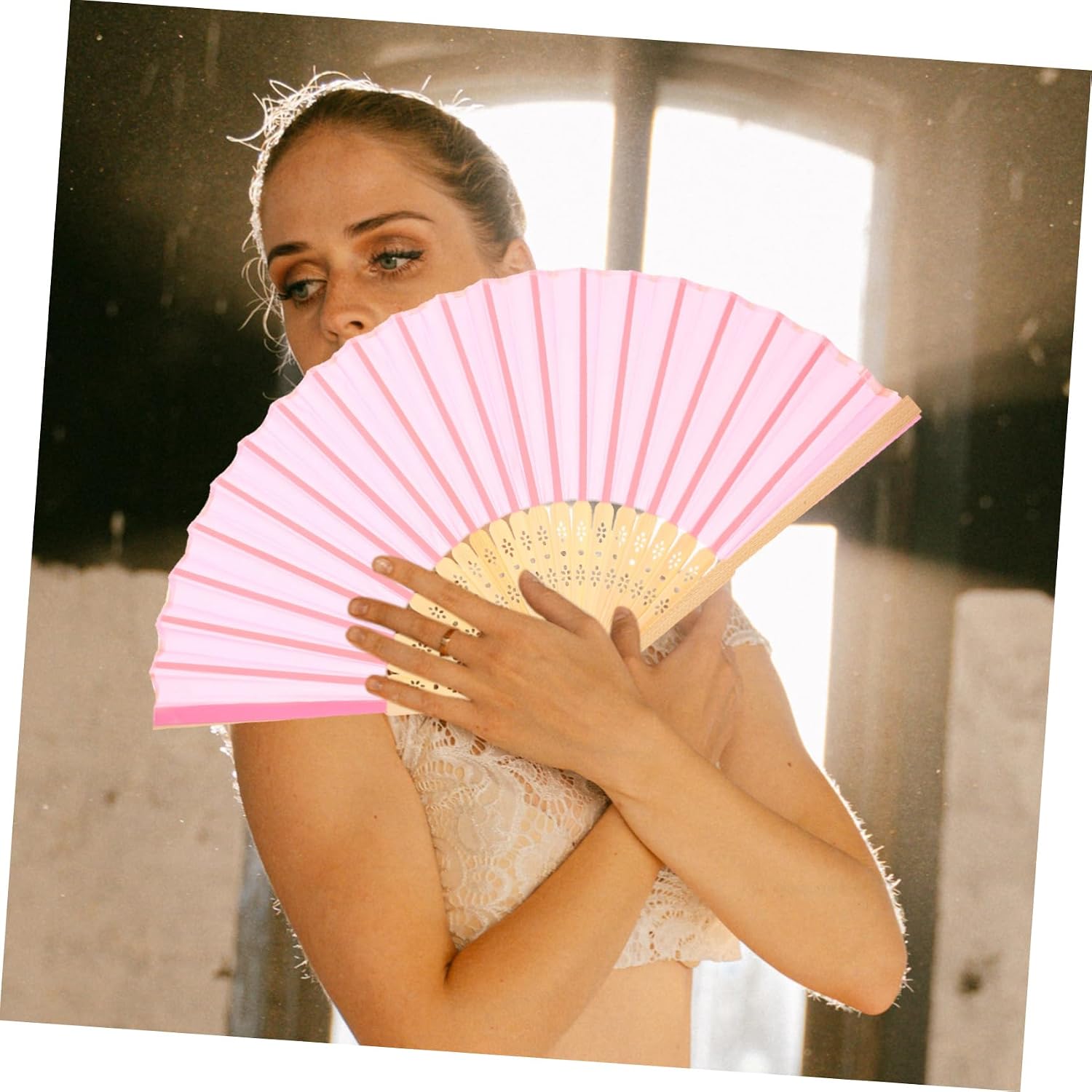 ABOOFAN Handheld Folding Fabric Fan for Dance Weddings and Parties Bulk and Elegant Design for Performances and