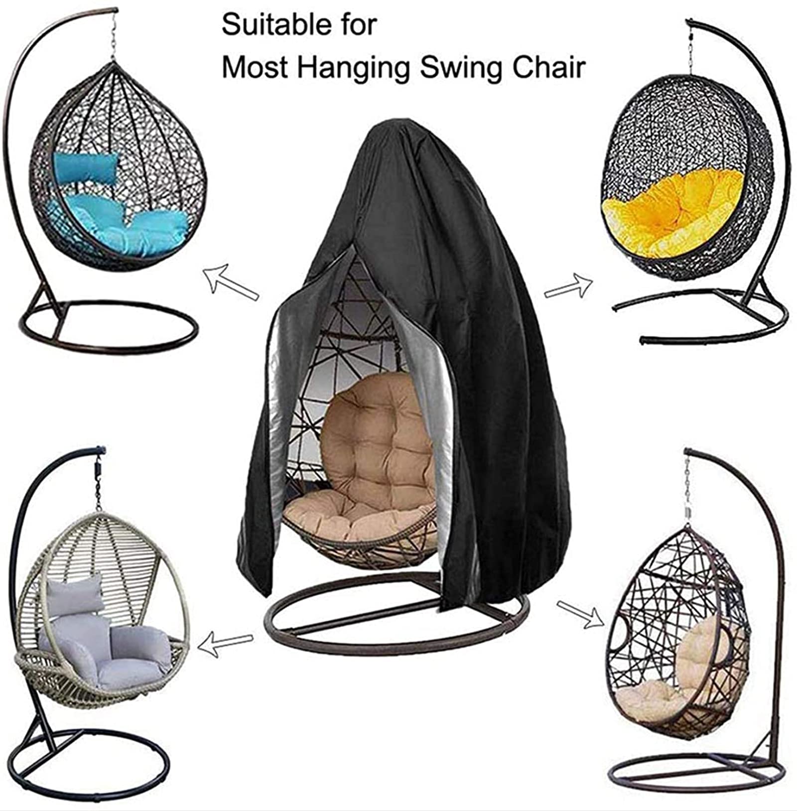 Venuy - Funda para Silla Colgante con Forma De Huevo con Cremallera, Impermeable, para Patio, para Silla, Protector De Polvo, Funda Protectora para Jardín Y Lluvia, Exterior, Verde