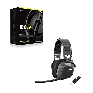Corsair HS80 MAX Wireless Multiplatform Gaming Headset with Bluetooth Dolby Atmos Broadcast Quality Microphone iCUE Compatible PC, Mac, PS5, PS4, Mobile Steel Gray