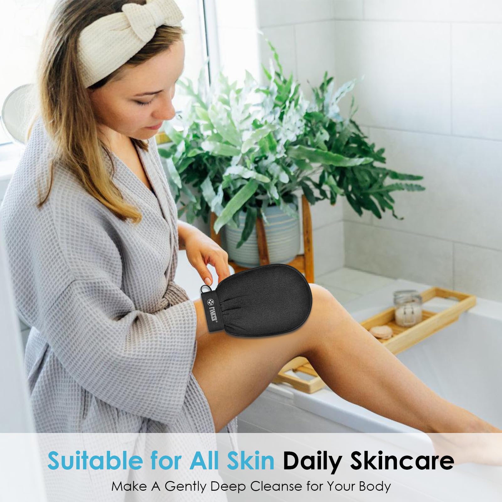 2x Gant Exfoliant pour le Corps, Gant Exfoliant Corps, Gants Gommage Corps Et Visage, Enlever La Saleté Et Les Peaux Mortes pour Nettoie et Purifie La Peau, Doux Gants Exfoliants, Noir