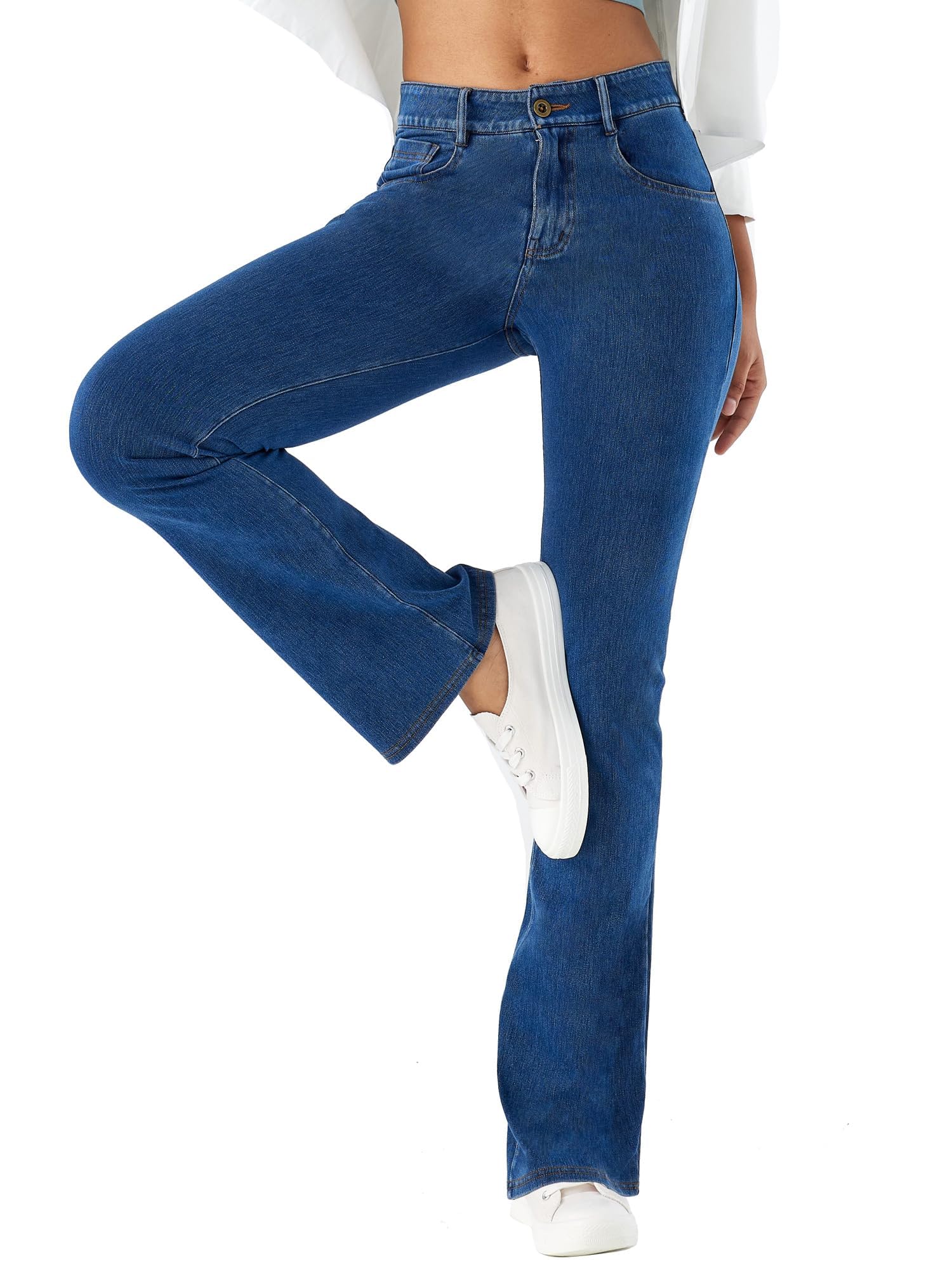 LaiEr Donna Jeans da Alta Elasticità,Skinny e con Tasche a Cerniera per Il Fitness, Morbidi e Comodi Pantaloni Bootcut Adatti per Lo Sport e Il Fitness,con Tasche Laterali