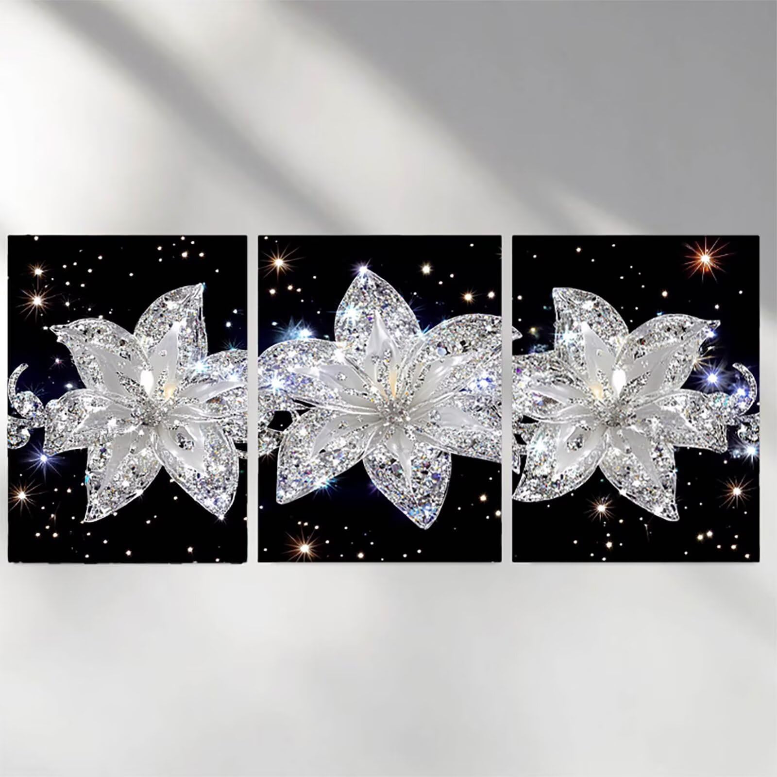 3 opakowanie kryształów diamentowych 60 x 90 cm, kwadratowy 5D DIY kwiat diamentowe malowanie pełny zestaw, diament kryształ górski ścieg krzyżykowy do dekoracji domu, prezenty a-4896