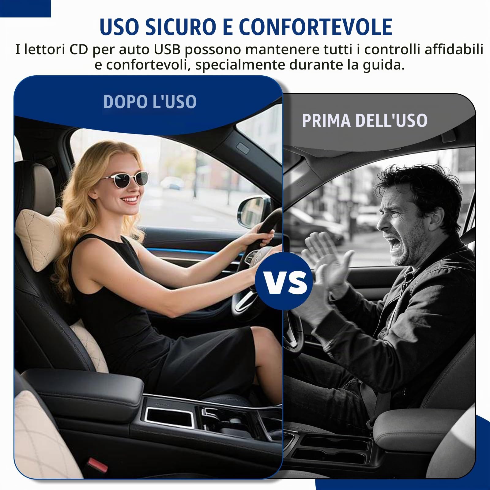 Lettore CD per auto con porta USB/AUX, lettore CD universale per auto, lettore CD esterno, compatibile con AutoRadio, lettore CD per veicoli, laptop, PC, TV, con cavo AUX, nero