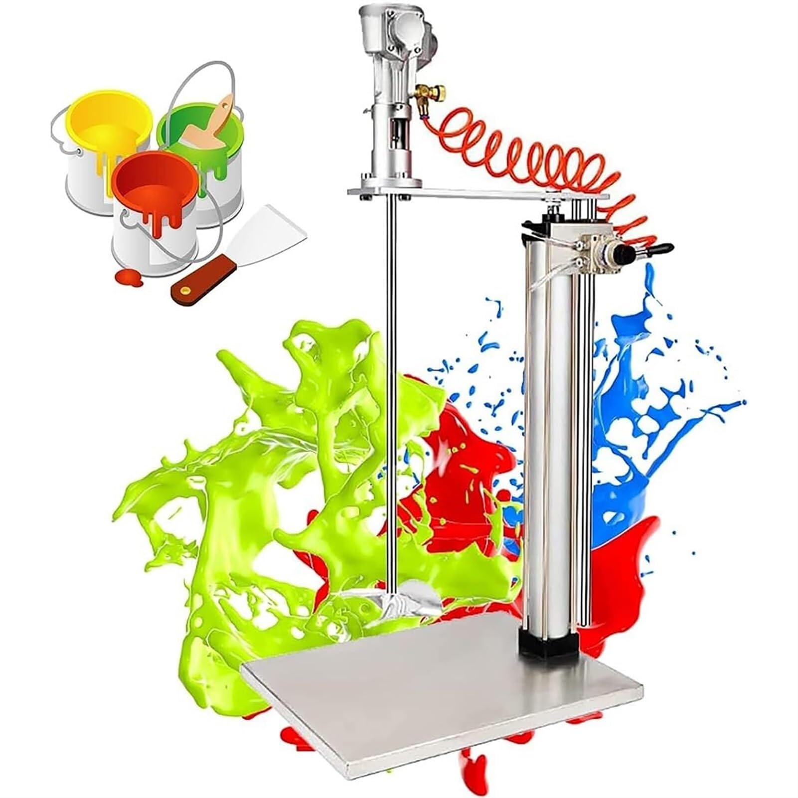 TGBHM Automatic Lifting Mixer Pneumatic Paint Mixer Machine Desktop Vertical Air Agitator Ink Mixing Machine for Mixing Feed Plaster Paint,