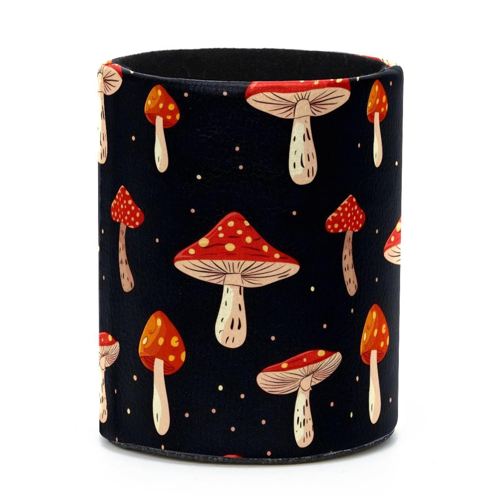 VAPOKF Round Pencil Holders for Desk, Mushroom Pattern Pen Holders Pen Pot Makeup Brushes Storage Desktop Stationery Supplies Organiser for Home Office