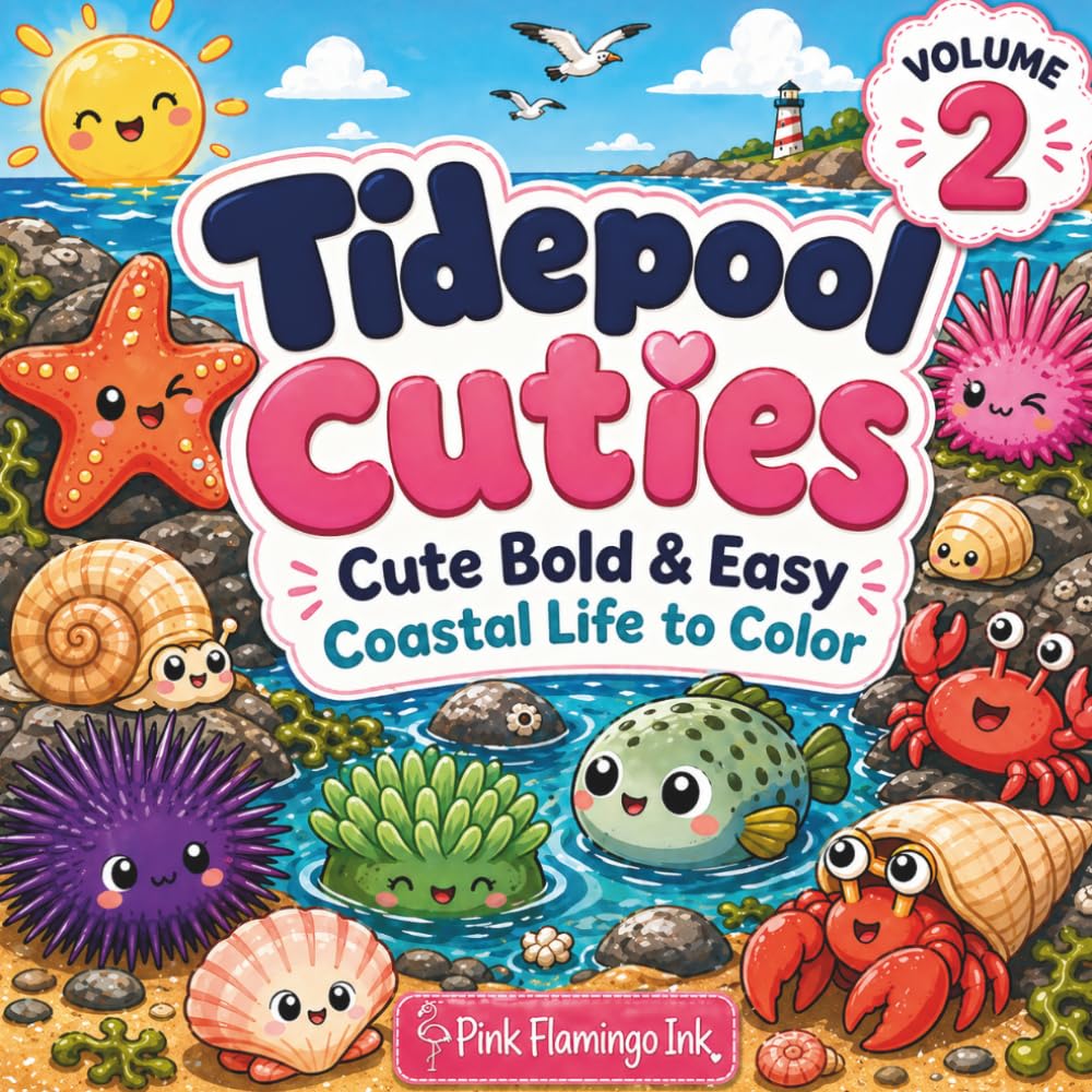 Ocean Cuties: Tidepool Cuties - Cute Bold & Easy Coastal Life to Color