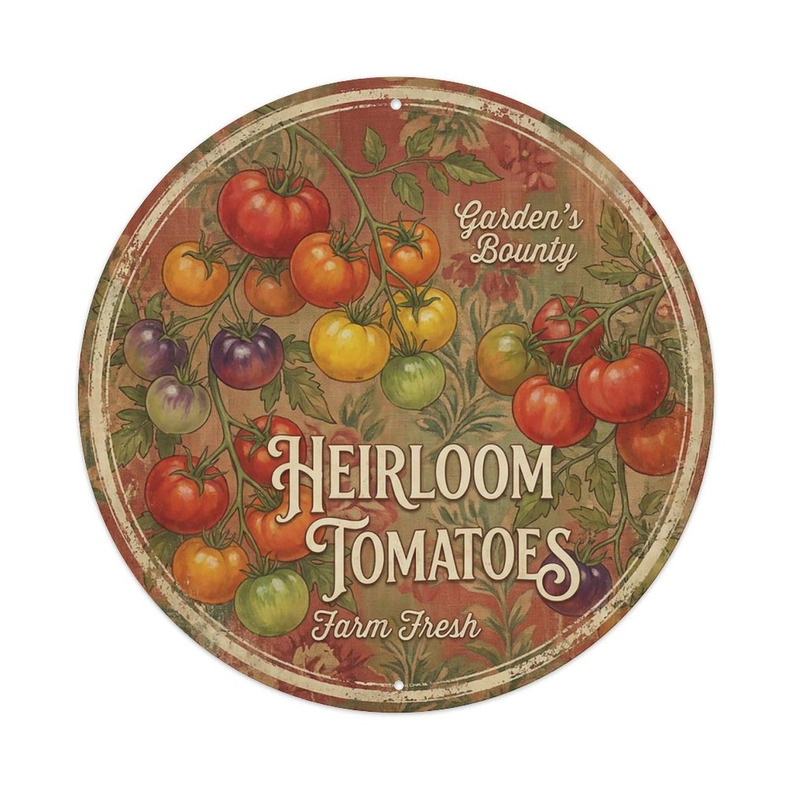 Cxhjca 8X8inch(20X20cm) Vintage Cottagecore Garden Heirloom Tomatoes Fresh Metal Tin Sign