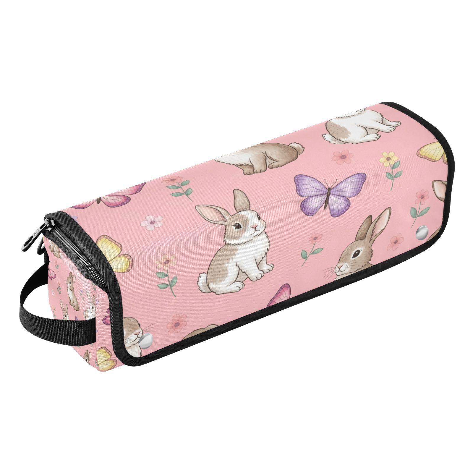 Rabbits Butterflies Hair Tools Travel Bag Portable Hair Accessory Organizer with Heat Resistant Mat 2 in 1 Curling