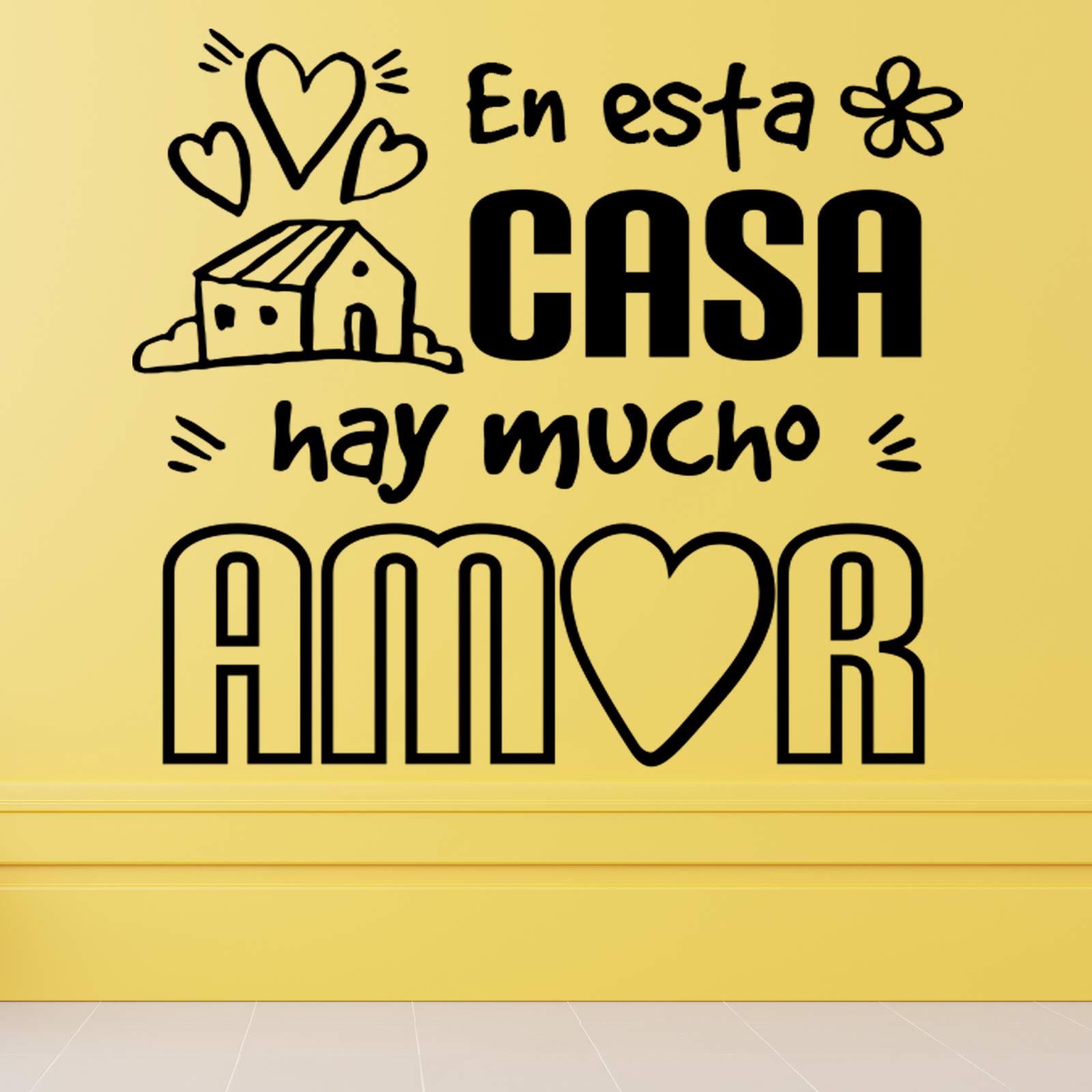 Vinilos de pared decorativo con frase decorativa motivadora "EN ESTA CASA HAY MUCHO AMOR." Pegatinas decorativas pared. Decoración casa Docliick DC-19152