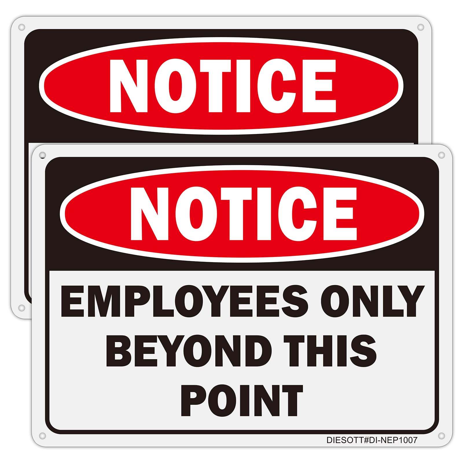 2 Pack Employees Only Beyond This Point Signs, 12x8 inches Aluminum Notice- Employees Only Sign, Fade Resistant, UV Protected, Weather, Durable Ink, Easy To Mount