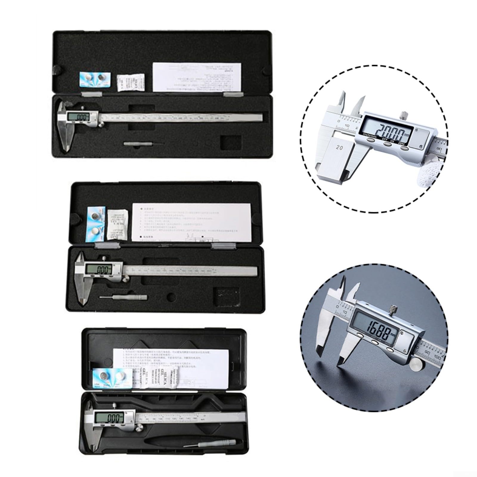 Calibre digital de acero inoxidable, pantalla electrónica precisa con precisión de 0,04 mm, ideal para trabajar metales y taller, 0-150 mm, duradero