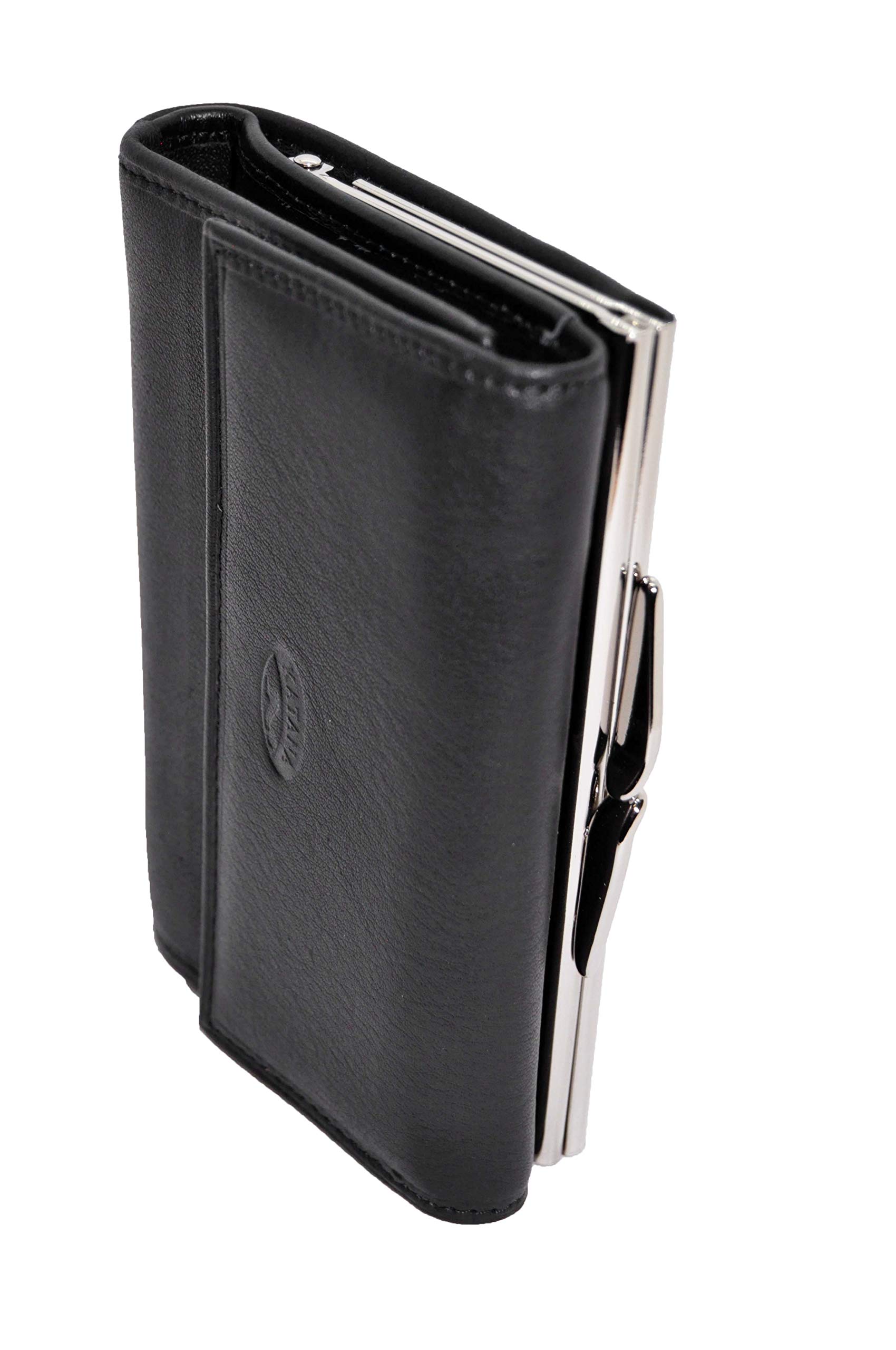 KATANA Porte Feuille Porte Monnaie avec Fermoir en Cuir réf 553011 (Rouge, Noir ou Choco) (Noir)