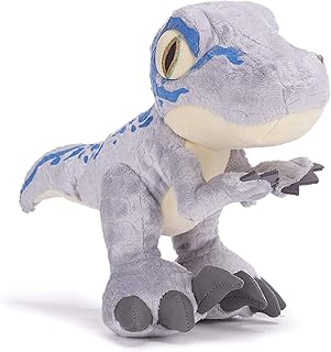 Posh Paws Baby Blue Dinosaur Soft Toy (25cm) Camp Cretaceous Jurassic World Chunky-Peluche de Dinosaurio Velociraptor Azul bebé de 10 Pulgadas (25 cm), Color, Gris (49003)