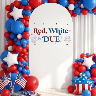 Hunnmingre 4th of July Red White & Blue Baby Shower Arch Backdrop Decor