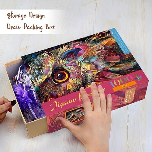 Miniatura 3 de Ingooood Rompecabezas de 1000 piezas, serie Sneak Peek, búho, juguetes de entretenimiento para adultos, graduación especial o regalo de cumpleaños,