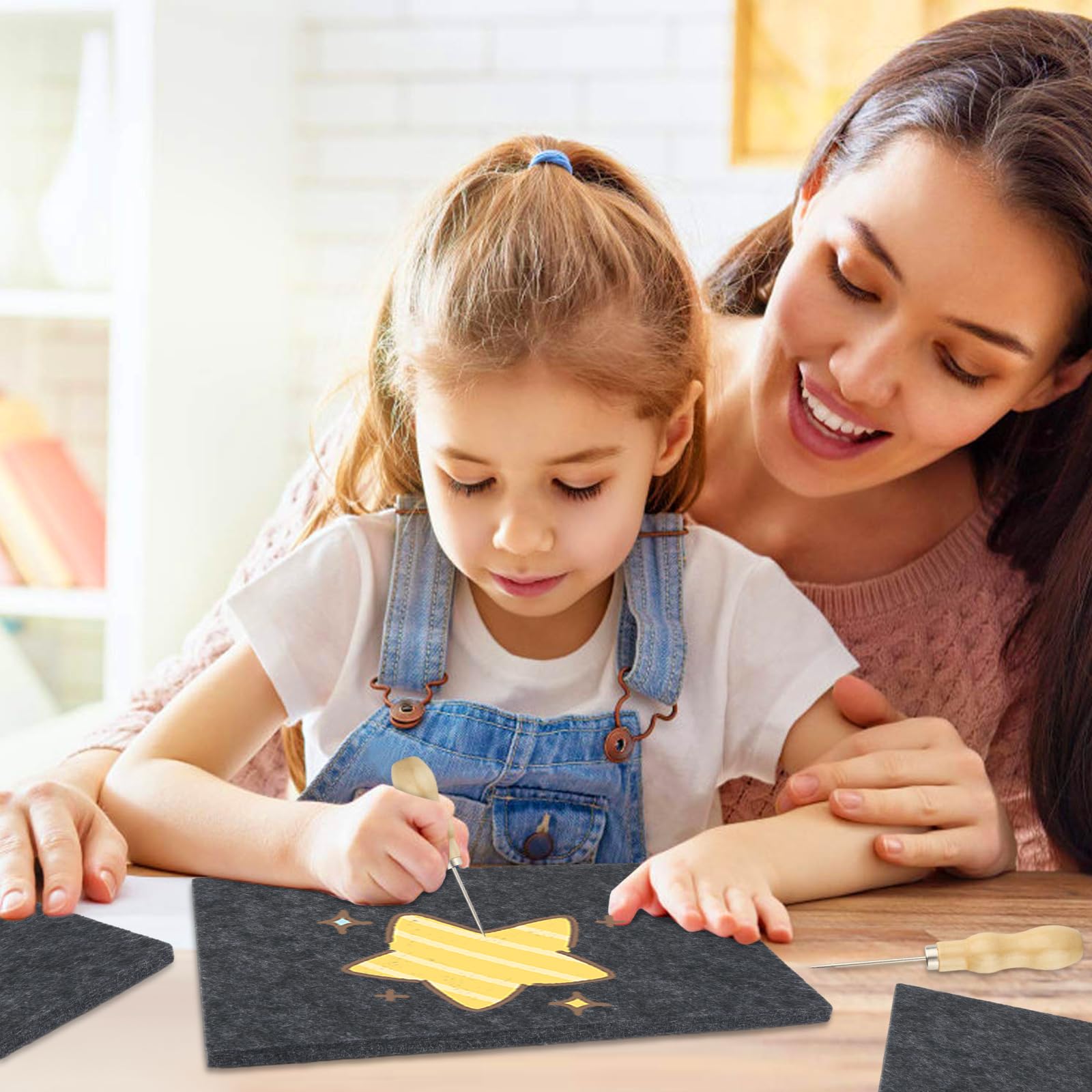 AILUYA Set di 4 ferri da formicolio in legno, per bambini, set di 4 feltrini da 20 x 30 x 0,9 cm, con 4 ferri da formicolio fai da te per bambini e adulti, regalo di compleanno