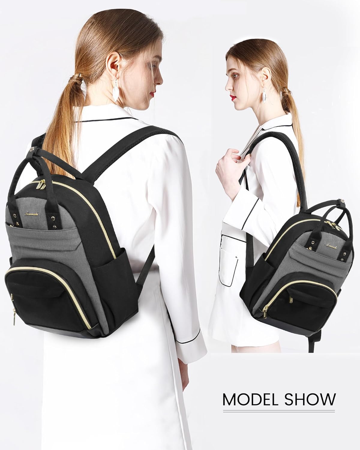 LOVEVOOK Small Backpack Purse for Women, Mini Backpack, Light Weight Cute Fashion Backpack for Work Daily Travel, Black-Grey - Image 8