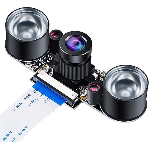 MakerFocus Raspberry Pi 4 Camera Night Vision Camera Adjustable-Focus Module 5MP OV5647 Webcam Video 1080P Compatible with Raspberry Pi 3B+/3B/2B+