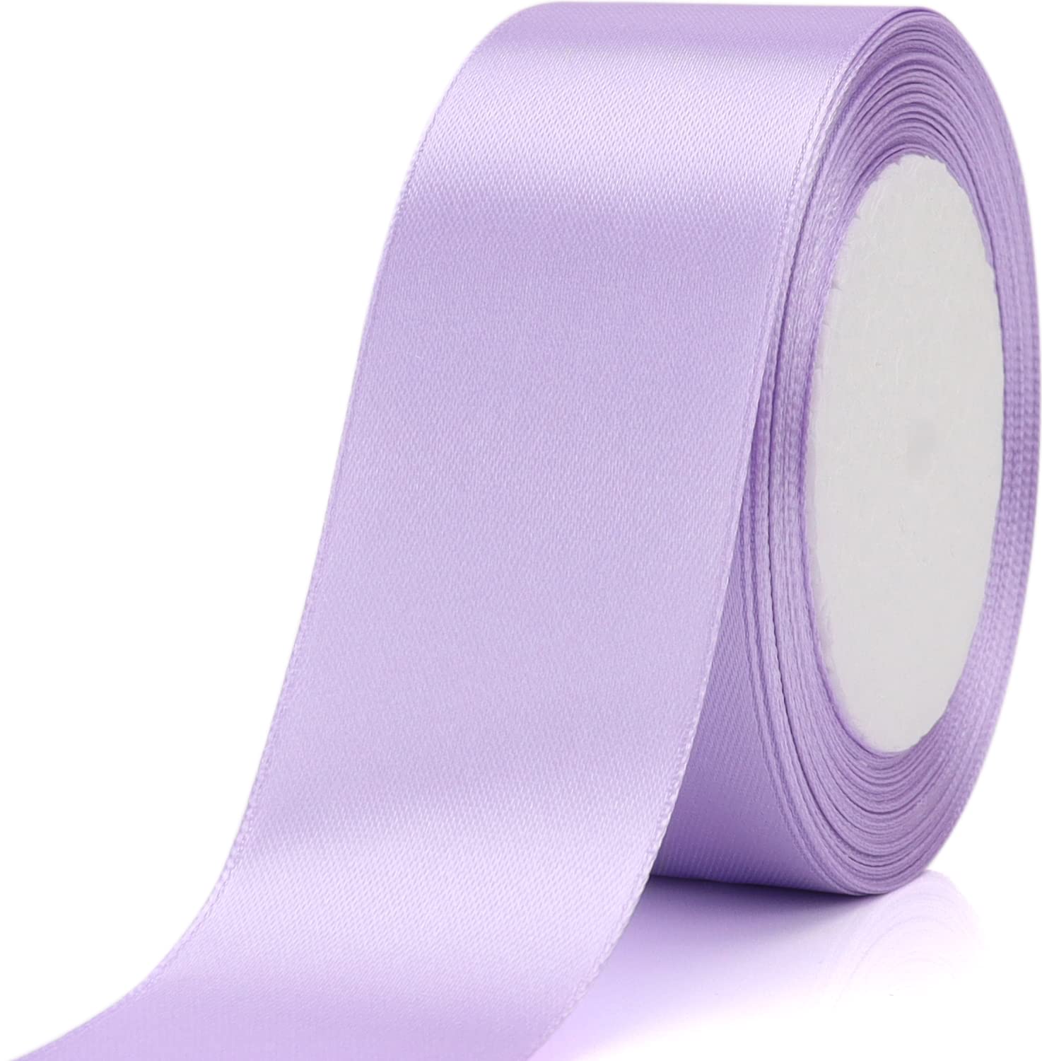 Baocuan 1-1/2 inch Lavender Solid Satin Ribbon 25 Yards 100% Polyester Fabric Soft and Durable for Wedding Invitations, Bridal Bouquets, Sewing, Party Decorations, Gift Wrapping and More