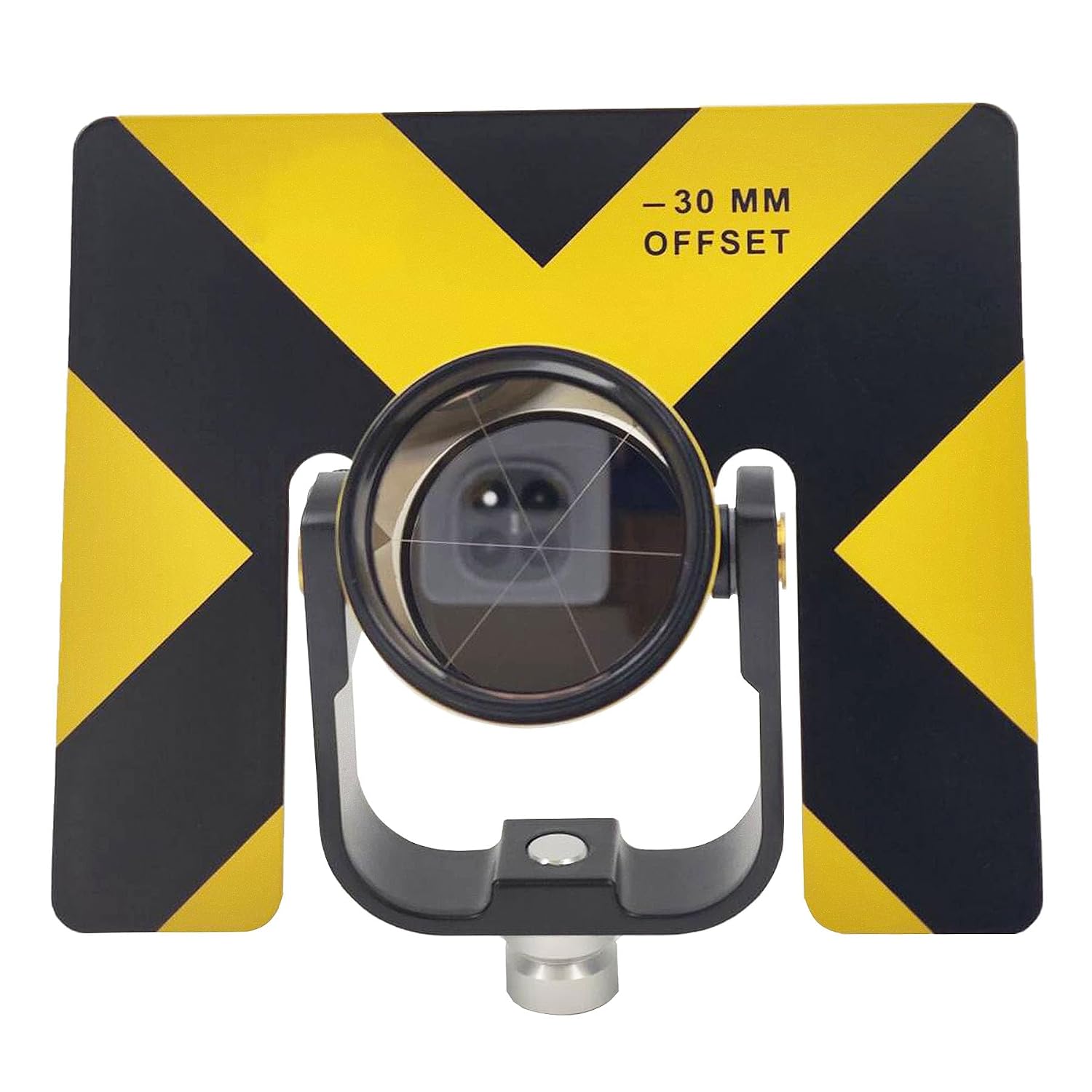 Single Frame Prism Surveying Tilt Prism with Range Tester Target Plate Tilting and Swiveling Holder for Nikon Total Station, Offset 0/-30mm, 5/8"-11 Female Thread (Yellow & Black Stripe) (1)