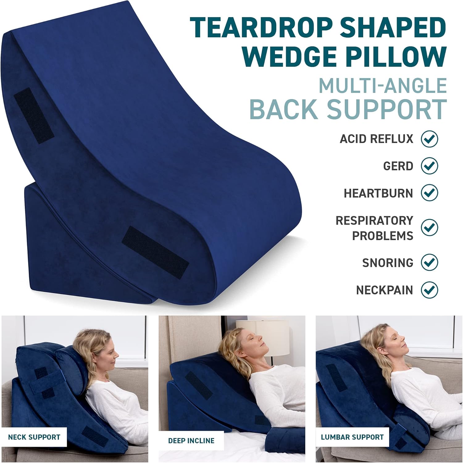 4 pcs Bed Wedge Pillow - Post Surgery Advanced Adjustable Pillow Set with Memory Foam - Relief System for Shoulder Back, Neck and Leg Elevation | Acid Reflux, Anti Snorin - Machine Washable Cover : Health & Household