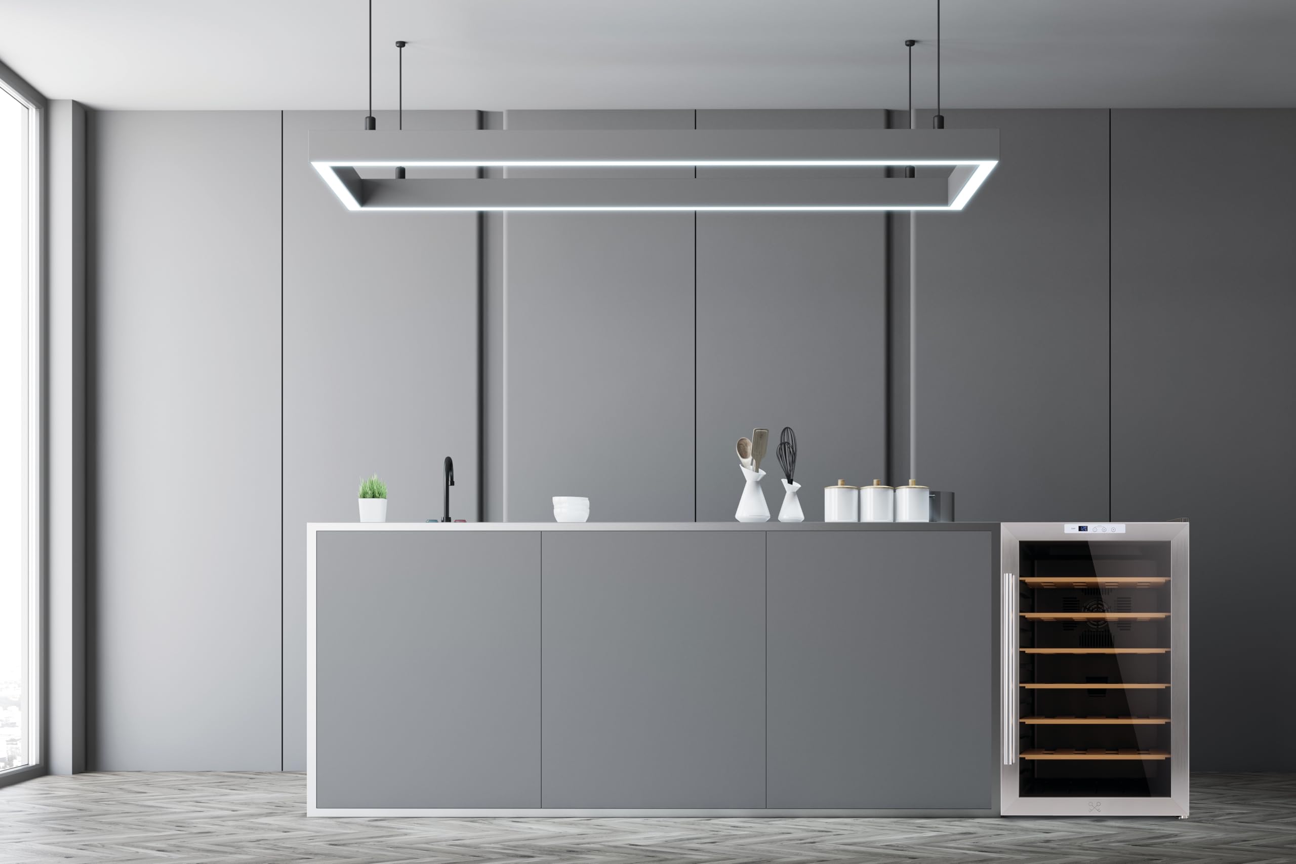 Les Petits Champs Cave à Vin 28 Bouteilles CAVC28 70L 6 Etagères Réglable 11-18°C Refroidissement Thermoélectrique LED Anti-UV