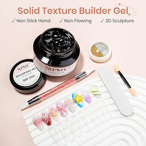 Miniatura 2 de Gel de uñas sólido constructor, 2.16 oz de gran capacidad, transparente, 3D, para esculpir uñas, gel duro para uñas, arte no pegajoso para tallar
