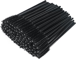 G2PLUS 100 Pack Disposable Eyelash Brushes - Adjustable Mascara Wands & Spoolies for Lashes, Extensions, Brows (Black)