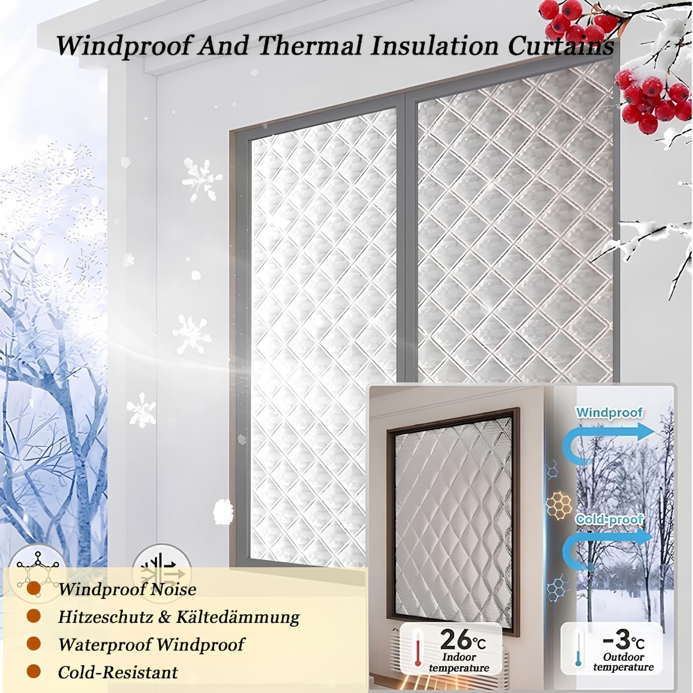 Kit De Aislamiento De Ventana Protege del Frio Cortinas Opacas