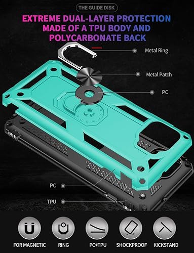 Miniatura 7 de Funda para Moto One 5G UW, Moto One 5G, con protector de pantalla HD, grado militar soporte para automóvil con soporte híbrido de policarbonato