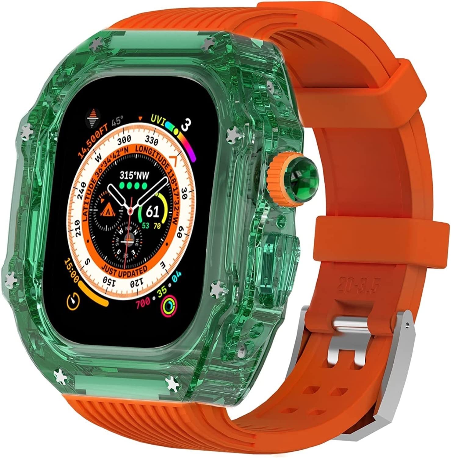 Bracelet silicone transparent Apple Watch 45mm avec coque polycarbonate rigide - 8