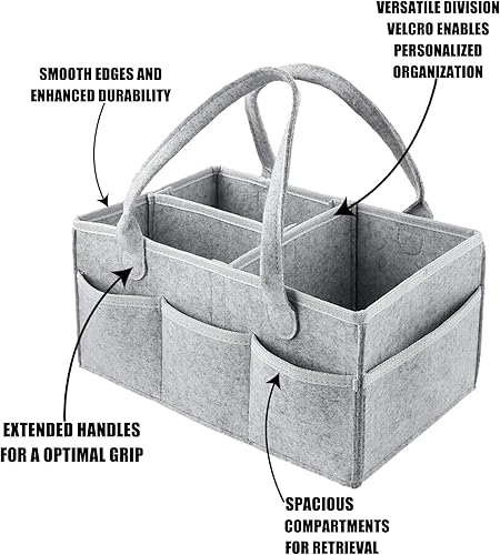 Miniatura 3 de LLYLIU Organizador de pañales para bebé, con diseño dividido, contenedor de almacenamiento portátil para bebé, organizador de mesa cambiador para