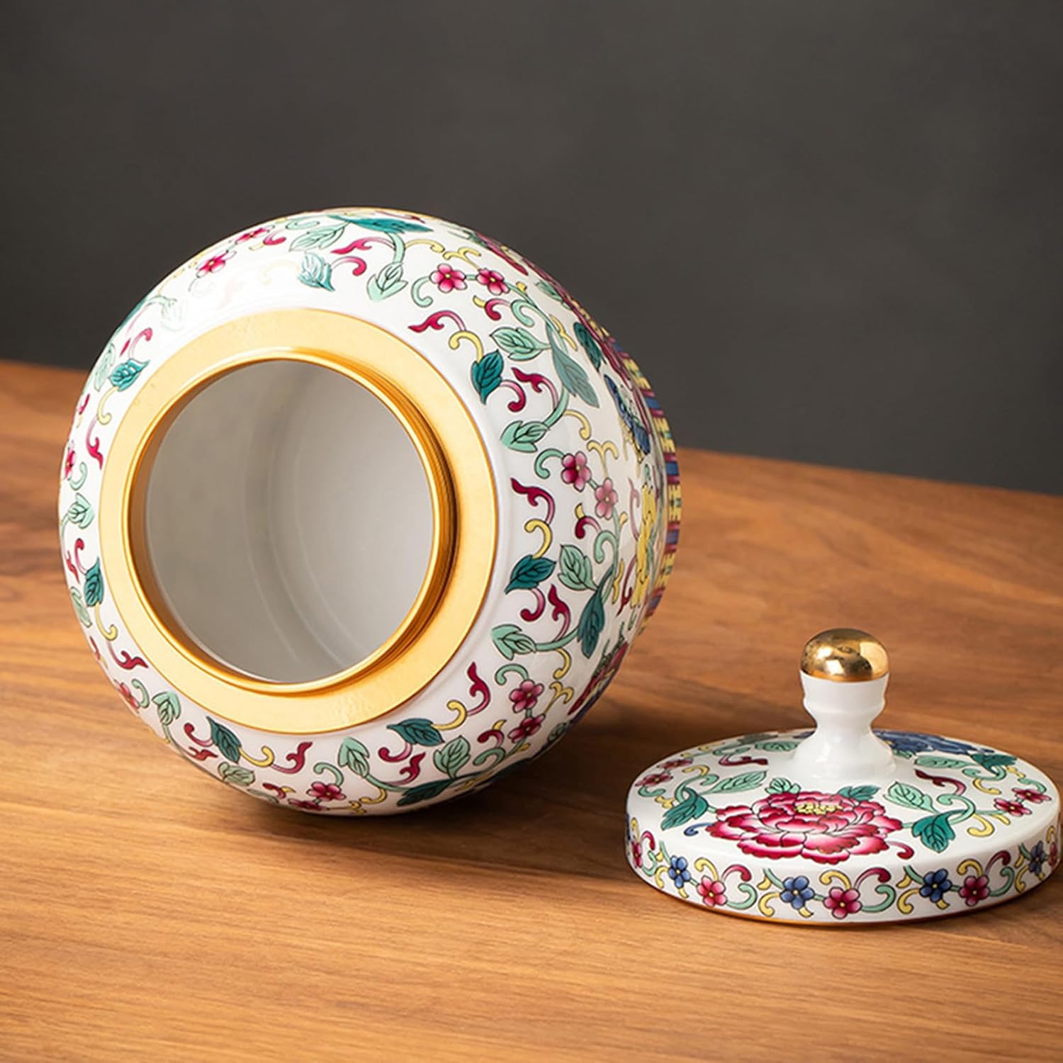 Ceramic Jar with Lid - Airtight Kitchen Canisters for Coffee and Tea Storage - Decorative Ceramic Canister (colorful)